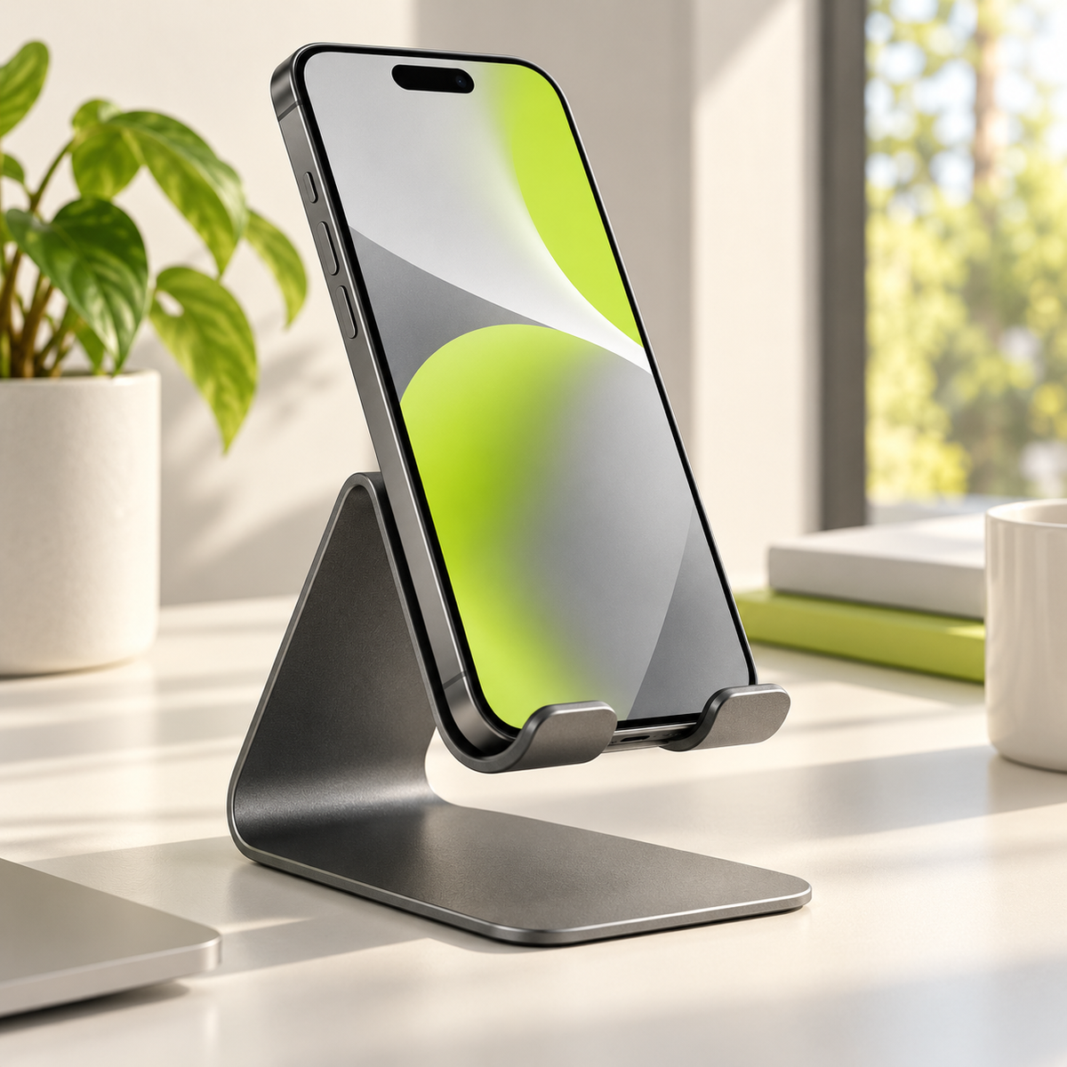 Generated illustrative concept — Arc Desk Phone Stand
